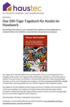 Das 100-Tage-Tagebuch für die Azubis im Handwerk - haustec.de