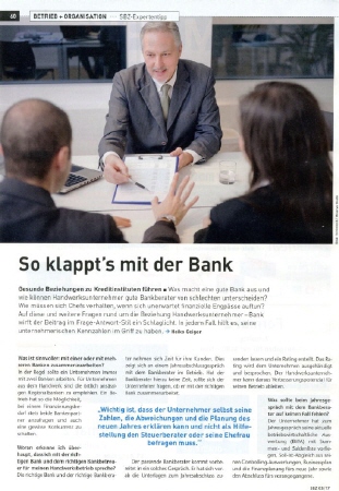 So klappt's mit der Bank - Expertentipps von Heiko Geiger in der SBZ