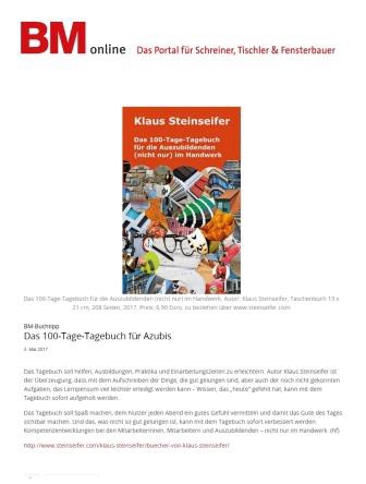 BM-Buchtipp - Das 100-Tage-Tagebuch von Klaus Steinseifer für die Azubis im Handwerk