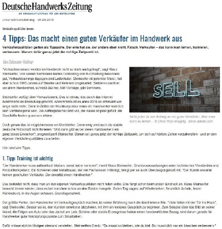 Verkäuferqualitäten lernen - Deutsche Handwerks Zeitung im September 2018