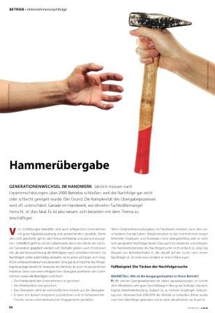 Hammerübergabe mit dem Generationswechsel im Handwerk in der BAUMETALL mit fachlicher Unterstützung von Klaus Steinseifer