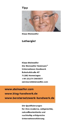 Der Tipp von Klaus Steinseifer | Lethargie!