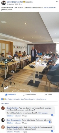 Malergesch&auml;ft Rinderspacher via Facebook zur Teamleiterqualifizierung von und mit Klaus Steinseifer