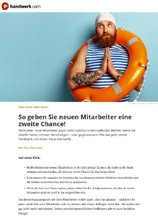 So geben Sie Mitarbeitern eine zweite Chance! | Autor Klaus Steinseifer | handwerk.com