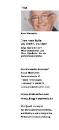 Der Tipp von Klaus Steinseifer | Ihre neue Rolle als Chefin, als Chef!
