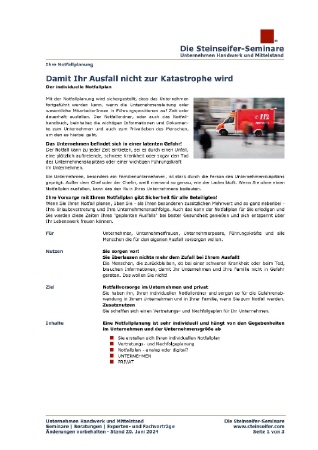 Inhalt Notfallplanung von und mit Klaus Steinseifer und Heiko Geiger in der Steinseifer-Akademie 1
