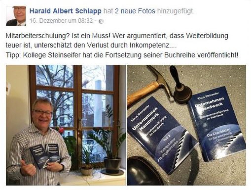 Rezension Dr. Harlad Albert Schlapp zur Fachbuchreihe von Klaus Steinseifer Unternehmen Handwerk
